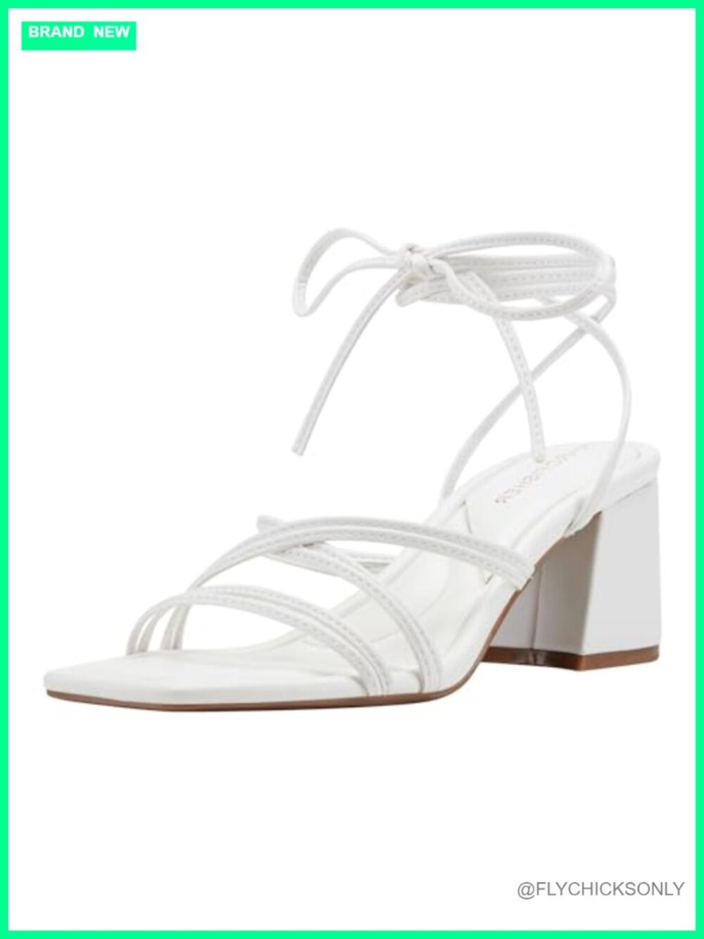 Faux Patent Leather Lace-Up Block Heel Dress Sandals